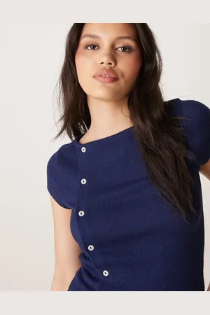 ASOS Textured knit button detail tee in