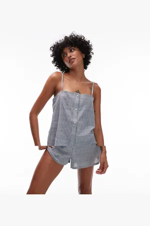 MANGO Seersucker pyjama cami top and short set in stripe