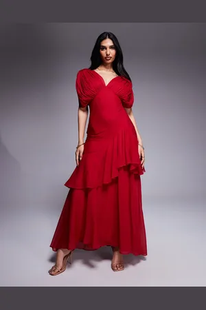 ASOS Blouson bias maxi dress with ruffle hem in