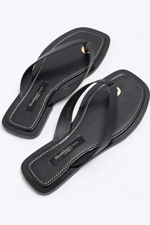 River Island Leather toe thong flat sandal in
