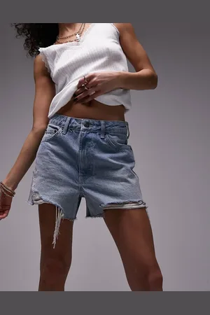 Topshop Denim a-line Mom Shorts with rip in vintage