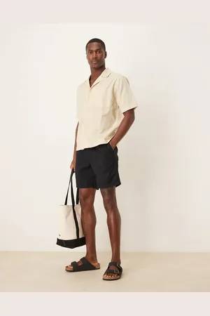 ASOS Slim mid length linen blend shorts in