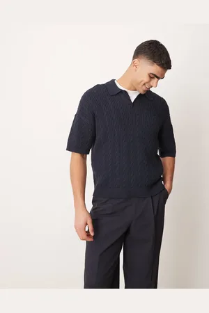 ASOS Relaxed boxy fit ribbed knitted polo in