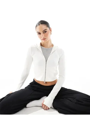 Bershka Soft touch zip-up hoodie in