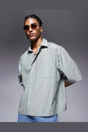 ASOS Oversized half sleeve stripe shirt in