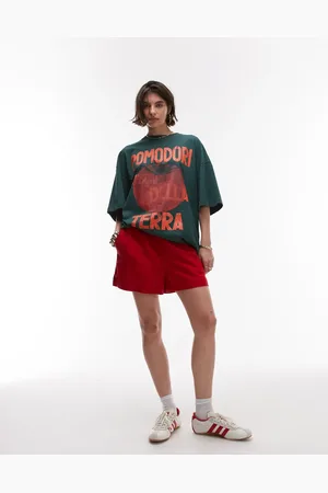 Topshop High rise drawcord linen shorts in