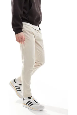 Brave Soul Twill trousers with elasticated waist in stone