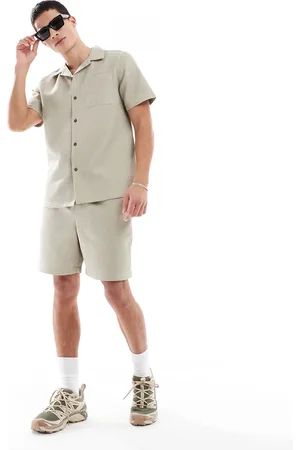 New Look Waffle textured shorts co-ord in stone