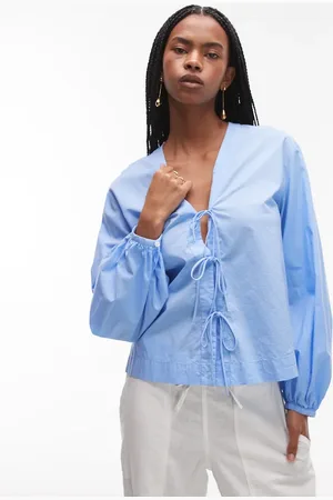 ARKET V-neck blouse with bow tie front in