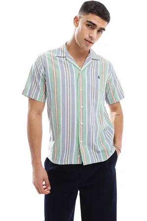 Ralph Lauren Short sleeve icon logo multi stripe shirt classic oversized fit in /green