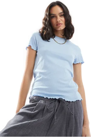Pieces® Lettuce edge t-shirt in soft
