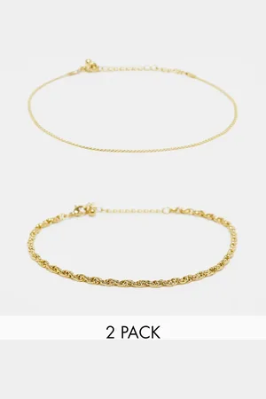 Reclaimed Unisex stainless steel waterproof anklet 2 pack in