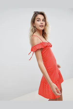 ASOS Mini sundress with frill open back in polka dot