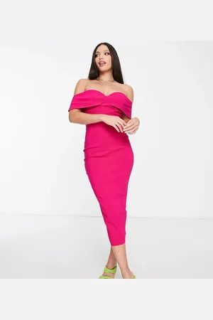 Vesper Bengaline bardot midi dress in