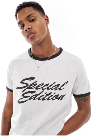 Weekday Buck ringer t-shirt with graphic print in melange