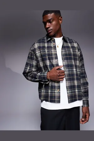 ASOS Oversized boxy shirt in beige check