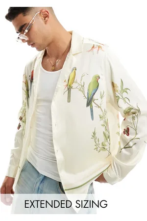 ASOS Deep revere shirt with placement bird print