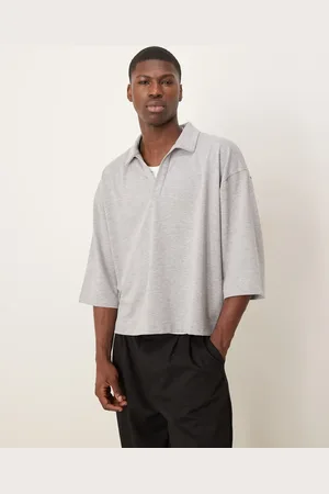ASOS Oversized boxy v neck polo in marl