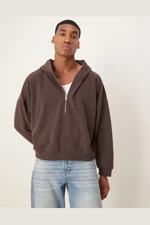ASOS Extreme oversized cropped hoodie in brushed texture in