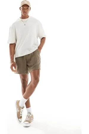 Abercrombie & Fitch 6inch pull on drawstring linen blend shorts in
