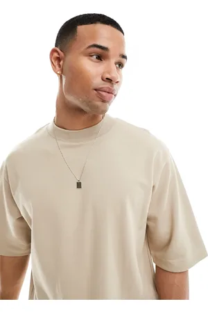 Brave Soul Heavyweight oversized t-shirt in stone