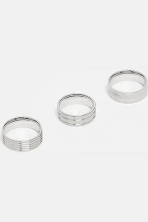ASOS 3 pack stainless steel embossed band rings in brushed tone