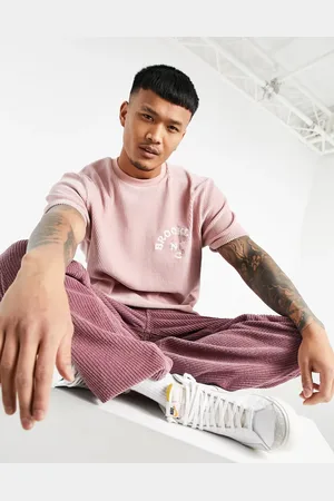 ASOS Relaxed t-shirt in dusty pink cord with Brooklyn embroidery