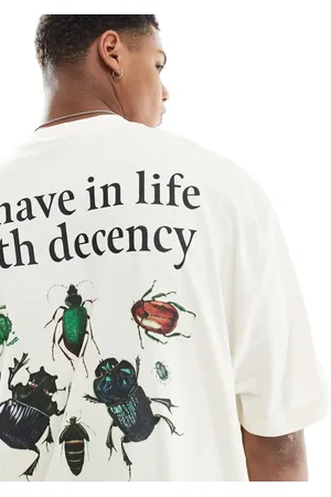 ASOS Oversized t--shirt in off white with insect back print
