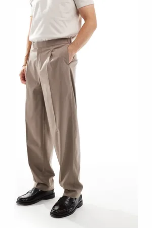 ASOS Smart oversized tapered trousers in stone with half elasticated waist