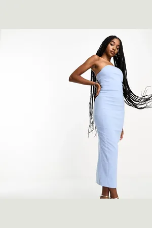 Vesper Bengaline bandeau midi dress in icy