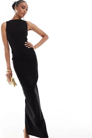 Vesper Tall bengaline sleeveless high neck maxi dress in