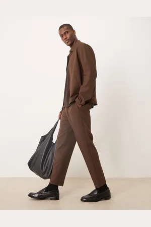 ASOS Smart co-ord tapered trousers in herringbone with elasticated waist