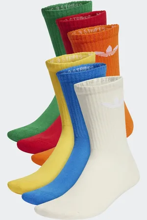 adidas 6 pack trefoil socks in rainbow