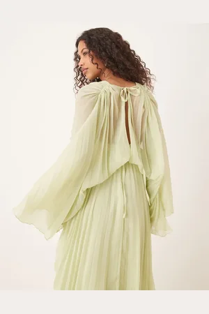 ASOS Pleated chiffon twist front maxi dress in apple