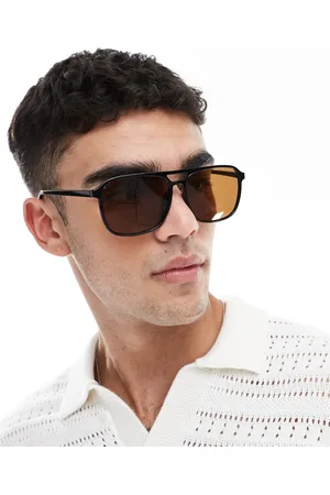 ASOS Aviator sunglasses in frame with brown lens