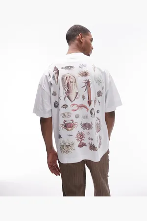 Topman Extreme oversized fit t-shirt with front and back sea life print in