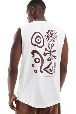 Only & Sons Oversize vest with ancient back print in white