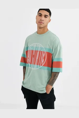 ASOS Cotton oversized longline colour block t-shirt with Authentic embroidery