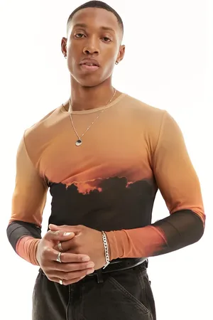 ASOS Muscle fit long sleeve t-shirt in mesh print