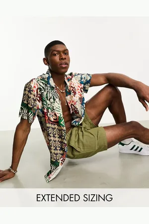 ASOS Relaxed revere shirt in patchwork print