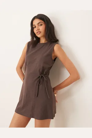 ASOS Tie detail cinched mini dress in