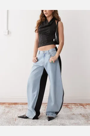 Lioness Horseshoe barrel leg jeans in black and contrast