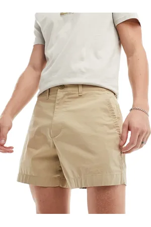 Abercrombie & Fitch 5in flat front chino shorts in beige