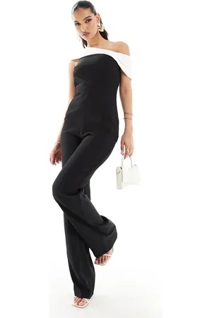 Vesper Bengaline bandeau contrast jumpsuit in monochrome