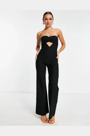 Vesper Bengaline bandeau peekaboo detail wide leg jumpsuit in