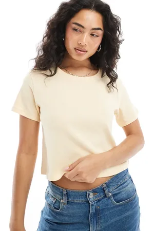 Monki Shrunken tee in butter