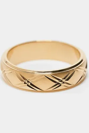 ASOS Waterproof stainless steel ring with emboss detail in tone