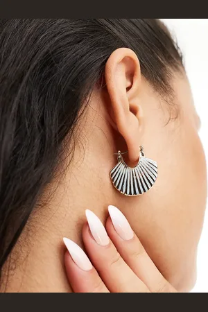DesignB London Enamel shell hoop earrings in