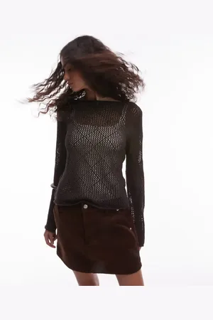 MANGO Crochet jumper in chocolate