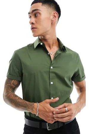 ASOS Stretch slim fit work shirt in khaki